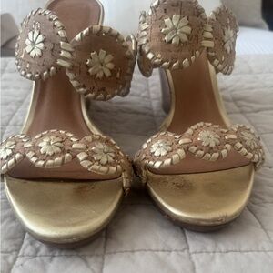 Jack Rogers Gold and Tan Heeled Sandals